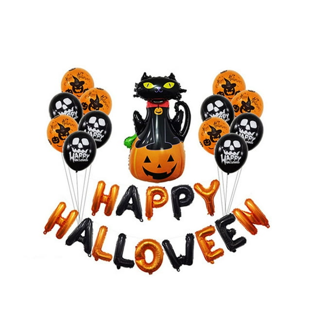 Decoraciones para fiestas de Halloween, kit de pancartas colgantes con globos de Happy Halloween, ideal para el trabajo en interiores en el hogar para niños