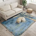 thumbnail image 2 of Area Rugs 3'x5', Coastal Beach Tree Blue Brown Carpet Runner Indoor Outdoor Rugs Home Decor Aesthetic, Vintage Summer Palm Tropical Non Slip Mats Washable Accent Rug for Living Room Bedroom, 2 of 8
