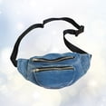 thumbnail image 2 of Lightweight Denim Waist Bag Portable Crossbody Pouch Shoulder Bag Waist Pack Chest Bag for Women (Dark Blue), 2 of 4