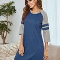 thumbnail image 6 of Women's Nightgown Scoopneck Sleep Shirt Nightshirt,3/4 Sleeve Loose Comfy Pajamas Dress Sleepwear Casual Loungewear,Knee Length Updated Boyfriend Nightshirt,S-XXL Blue, 6 of 9