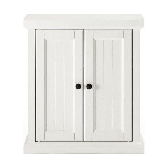 Crosley Furniture Seaside Wood 2 Door Medicine Cabinet in Distressed White