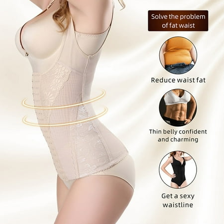 

Qazqa Ladies Body Shaper Zip Open Chest Bodysuit Beige M