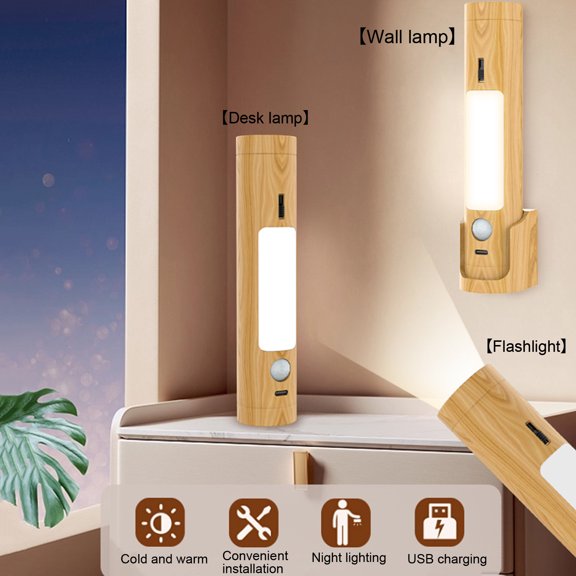 Joernso Motion Sensor Night Light Rechargeable Body Sensor Wall Lamp Super Bright Eye Protection Easy Installation Night Light Flashlight