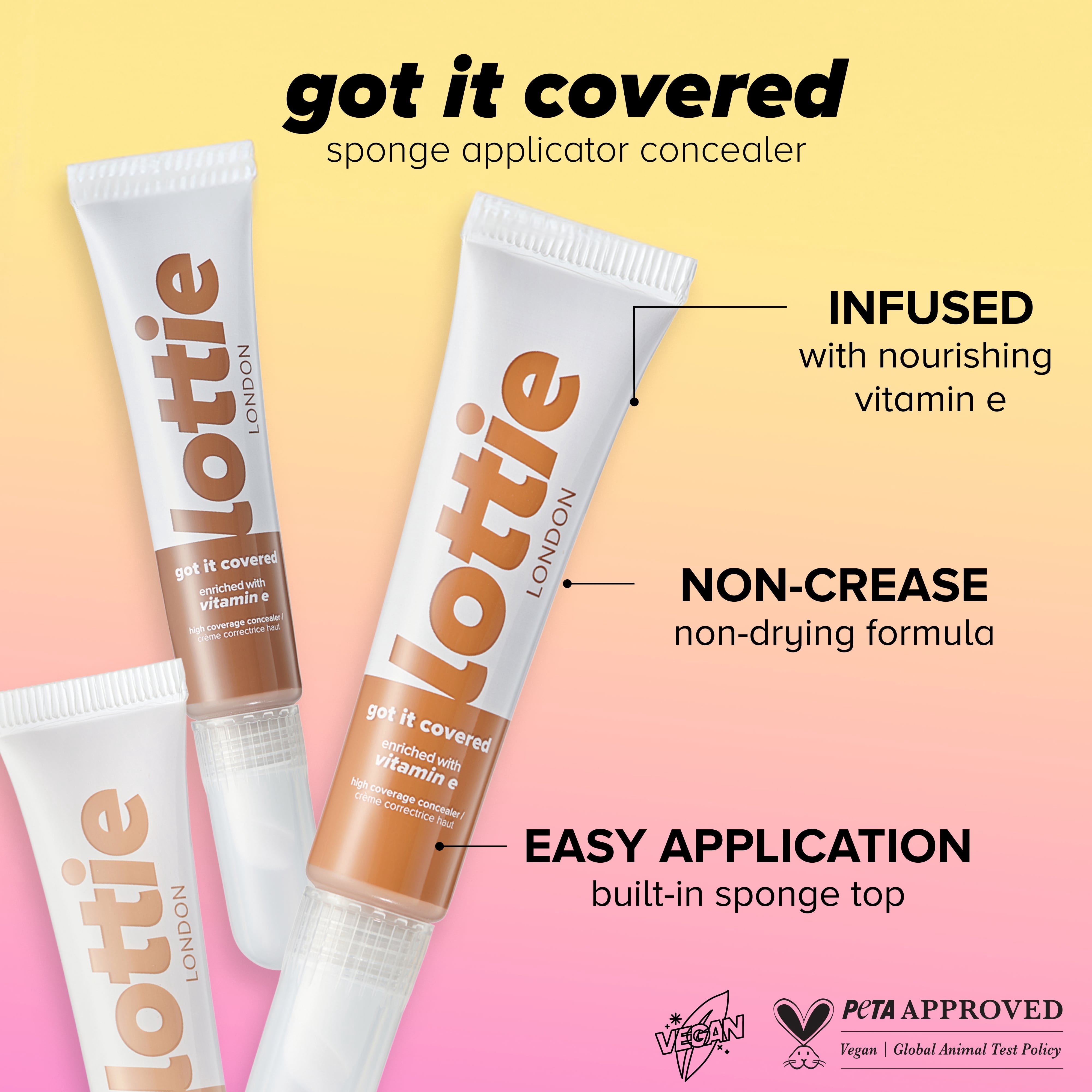 Lottie London Got It Covered, Sponge Applicator Liquid Concealer, Silk, 0.27 fl oz