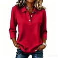 thumbnail image 2 of Trgacdwlo Women Polo Shirt Lapel Collared Button 3/4 Sleeve T Shirts for Women Lightweight Business Casual Blouses for Women Trendy, 2 of 5