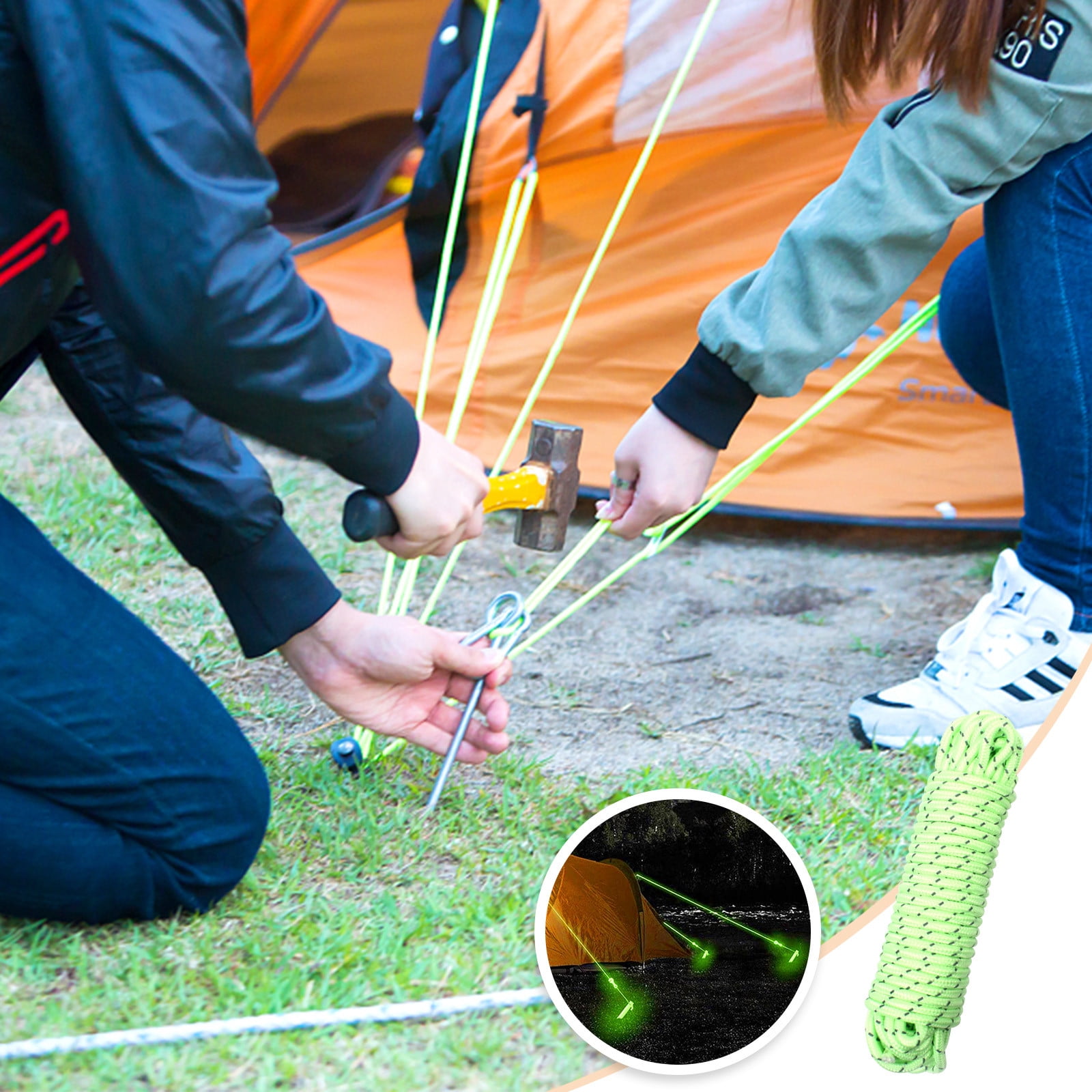 Agiferg Outdoor Reflective Rope Tent Rope Camping Wind Rope Canopy