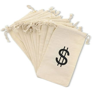 Boao 19.7 x 15.8 inch Money Bag Dollar Sign Bag Money Drawstring Canvas Bag with Dollar Symbol for Toy Favor Cosplay Themed Party