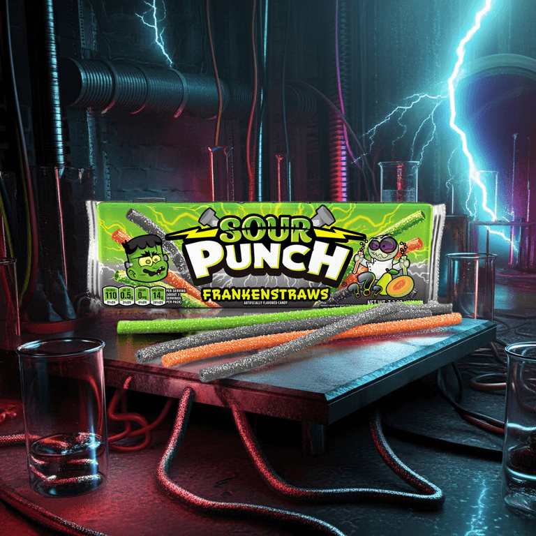 Sour Punch Frankenstraws Halloween Candy 3.2oz Tray - Walmart.com