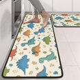 thumbnail image 2 of Dinosaur and Flower Beige Pattern Anti Fatigue Kitchen Rugs Set Of 2, Non Slip Washable Decorative Floor Mats for Sink Laundry and Home Use, 17"x47", 2 of 5
