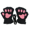 thumbnail image 2 of Lilgiuy Women's Thermal Fingerless Gloves Cute Cat Claw Bear Paw Plush Fingerless Finger Gloves Lined Windstopper Gloves Soft Warm Outdoor Sports Cycling Gloves Black Fashion 2022, 2 of 5