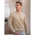 thumbnail image 5 of Coshow Mens Crewneck Pullover Sweater Waffle Textured Long Sleeve Knitted Sweaters, 5 of 8