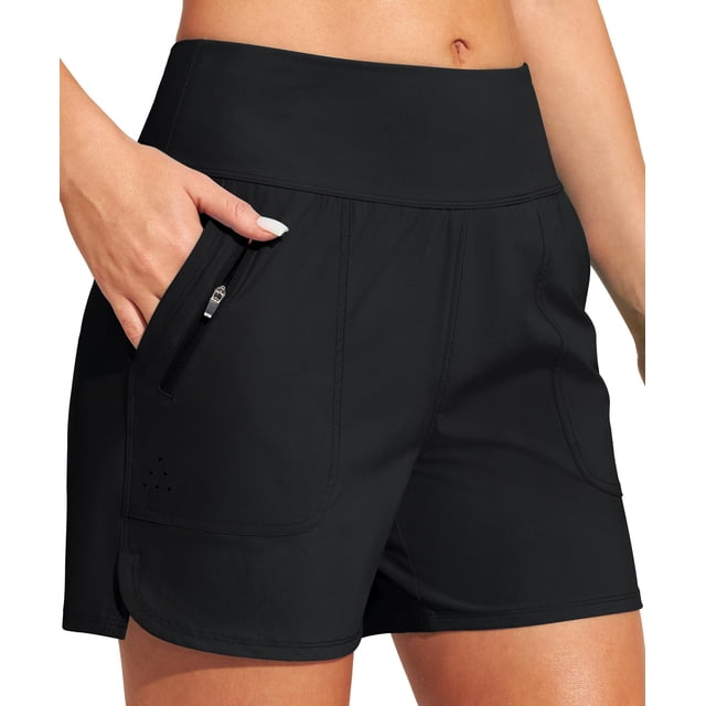 Shorts de baño Heathyoga de cintura alta de 5" de secado rápido