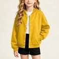 thumbnail image 3 of VIPOIN Kids Varsity Jacket, Snap Button Long Sleeve Bomber Coat with Ribbed Collar, Casual Outerwear, 3 of 6