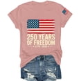 thumbnail image 5 of Only Moment Womens Festival Shirts Crew Neck Short Sleeve Vintage American Flag Short Sleeve Patriotic Independence Day Tops Pink,M, 5 of 5