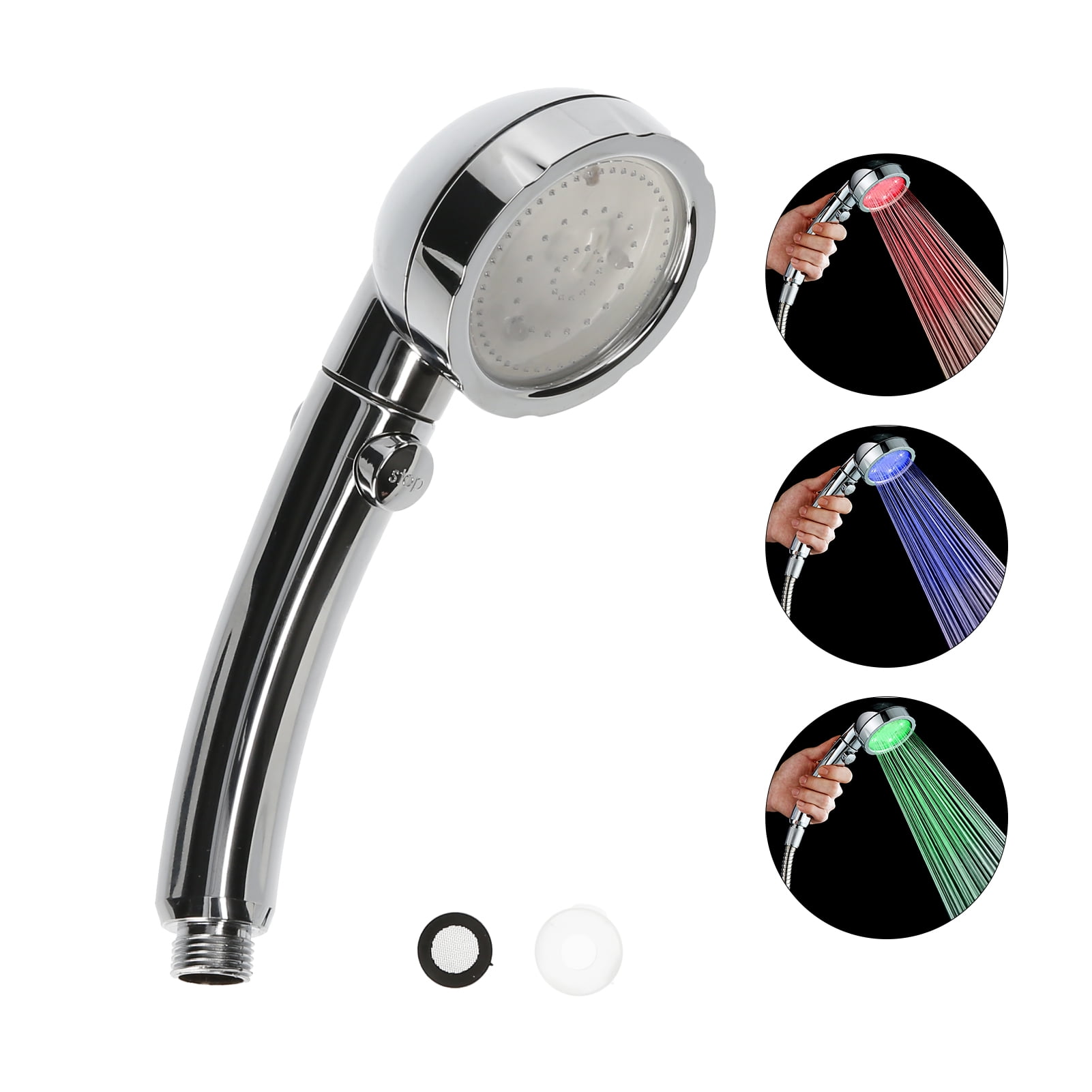 LED Shower Head Automatic Changing 3 Colour LED Light Water Saving Bath Shower 