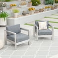 thumbnail image 3 of GDF Studio Alec Outdoor Aluminum Club Chairs with Cushions, Set of 2, Silver and Gray, 3 of 7