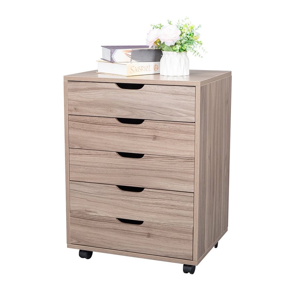 Lowestbest Five Drawer Storage Cabinet, Kitchen Cart Cabinet on Wheels, Beige Lowestbest Five Drawer Storage Cabinet, Kitchen Cart Cabinet on Wheels, Beige