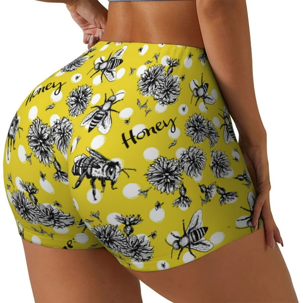 Fotbe Honeybee Shorts Sin Costuras – Shorts Deportivos de Cintura Alta para Mujer, Elásticos para Gimnasio, Yoga, Running o Ciclismo-Large