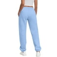 thumbnail image 4 of HKYNLAG Womens Fleece Lined Sweatpants Fleece High Waisted Athletic Workout Joggers Baggy Loungewear Bottoms Sky Blue M, 4 of 5