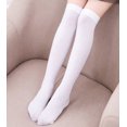 thumbnail image 1 of Medias de terciopelo para niños, calcetines hasta la rodilla, calcetines de rayas para niñas, calcetines blancos de baile, 1 of 6