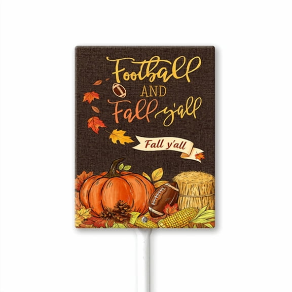 Eveokoki Autumn Yard Signs Football and Fall Y'all Aluminum ​Lawn Sign for Thanksgiving Harvest Farmhouse Courtyard Walkway Patio Outdoor Deco 8x12 Inch