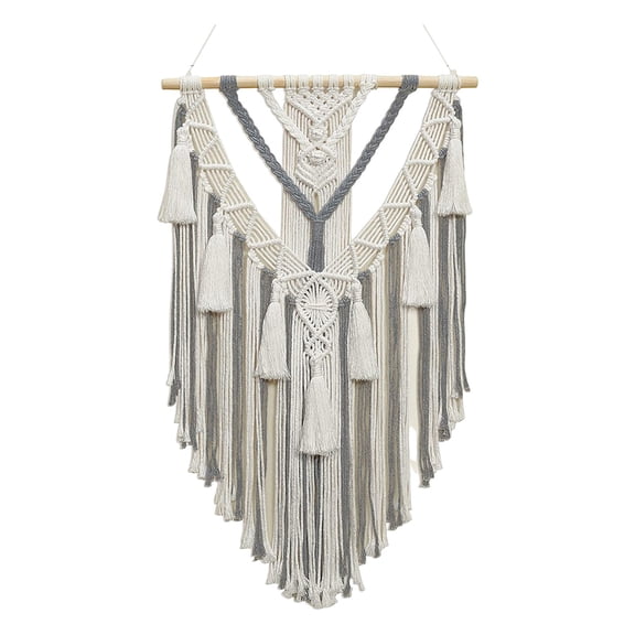 Handmade Woven Tapestry Macrame Wall Hanging Chic Tassels Wall Decor Woven Tapestry for Bedroom Apartment Nursery Decoration grey
