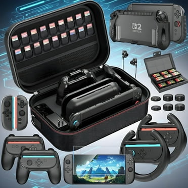 Case for Nintendo Switch 2 Accessories, with Switch 2 Dockable Protective Cover, Switch 2 Tempered Film, Switch 2 Racing Wheels, Switch 2 Controller Joycon Grip Cover