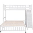 thumbnail image 3 of JERFIT Twin Over Full Bunk Bed with Storage Drawers, Shelves, and Mobile Lower Bed, Space-Saver Design in Solid Wood, White, 3 of 10