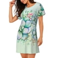 thumbnail image 2 of Sikiie Succulent Print Women's Short-sleeved Nightdress, Round Neck Pullover Nightdress Pajamas Summer Home Wear, 2 of 6