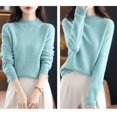 thumbnail image 7 of Bibifish Womens Sweaters Solid Color Mid Neck Long Sleeve Warm Pullover Knitted Pullover Tops Fall Winter Soft Basic Loose Sweaters, 7 of 7