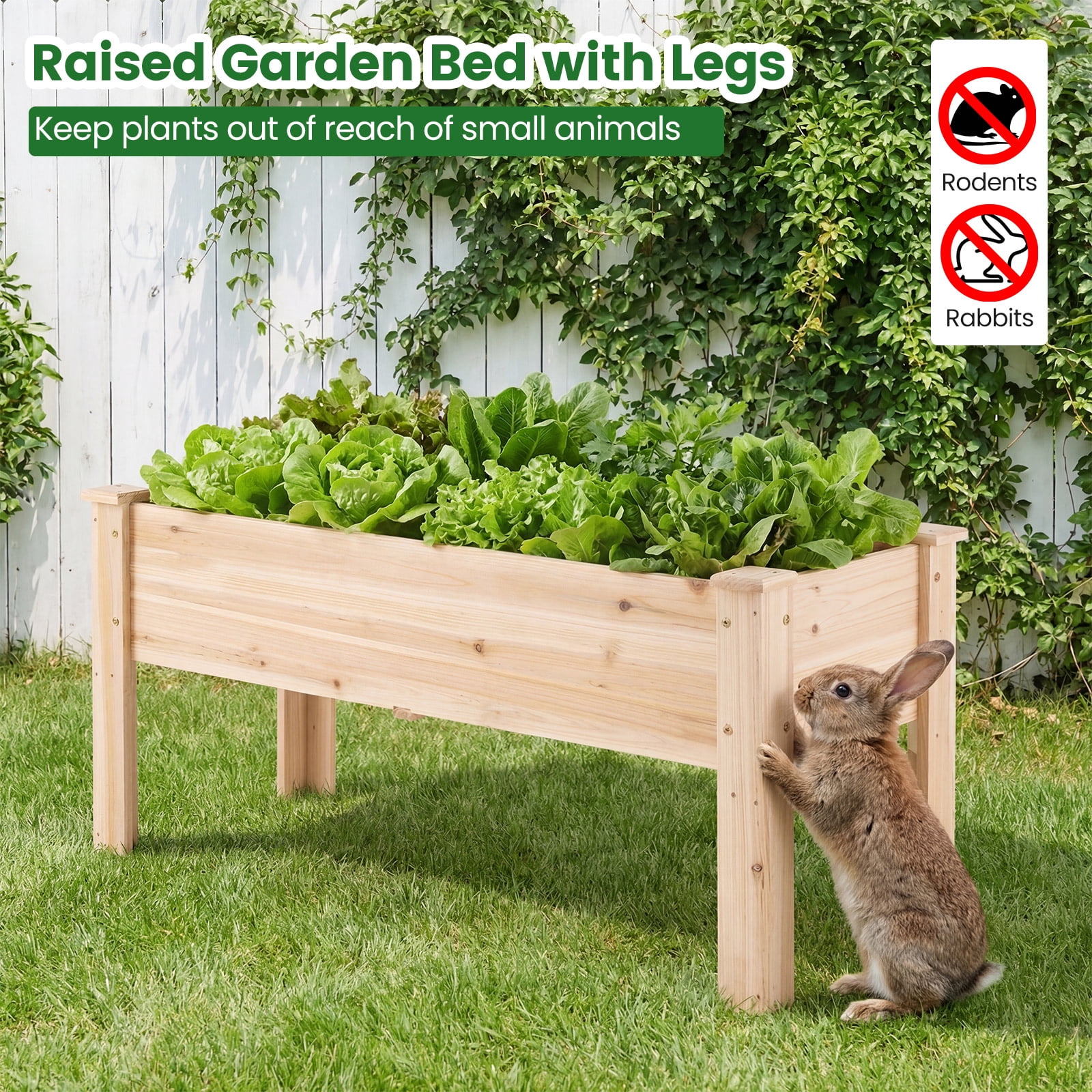 Costway Raised Garden Bed Elevated Planter Box Wood for Vegetable Flower Herb