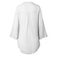 thumbnail image 4 of USSUMA Womens Plus Long Sleeve Tops Loose Fit, Plus Size Linen Cotton T-shirt for Women Women's Button Down Blouse Shirts Long Sleeve V Neck Casual Work Tunic Tops for Female Fall, 4 of 5