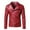 Red, variant on Men's Vintage Asymmetric Faux Leather Biker Jacket Zipper Slim Outwear Overcoat Retro Notched Lapel Coats Light Faux Leather Motorcycle Jacket