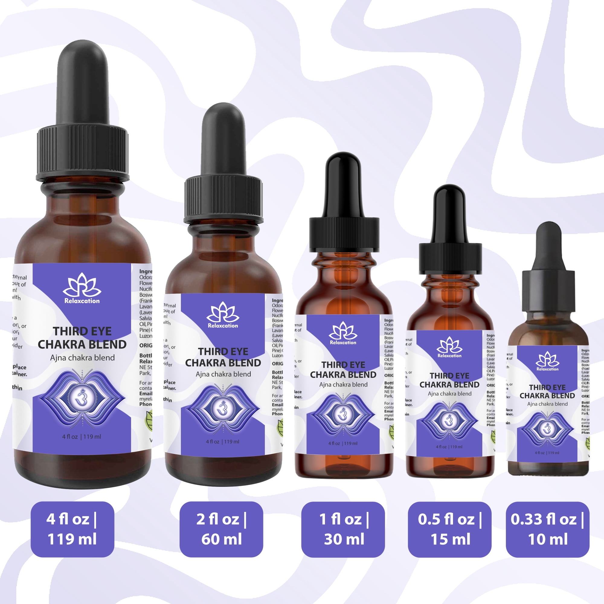 Third Eye Chakra Essential Oil Blend – 1 fl oz | Relaxcation – Intuition & Insight