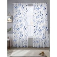 thumbnail image 3 of Blue Leaf Semi Sheer Curtains 108 Inch Length 2 Panels Set, Modern Botanical Foliage Plant Country Flower Sheer Kitchen Curtain Privacy Voile Window Curtain for Living Room Bedroom Rod Pocket Drapes, 3 of 7