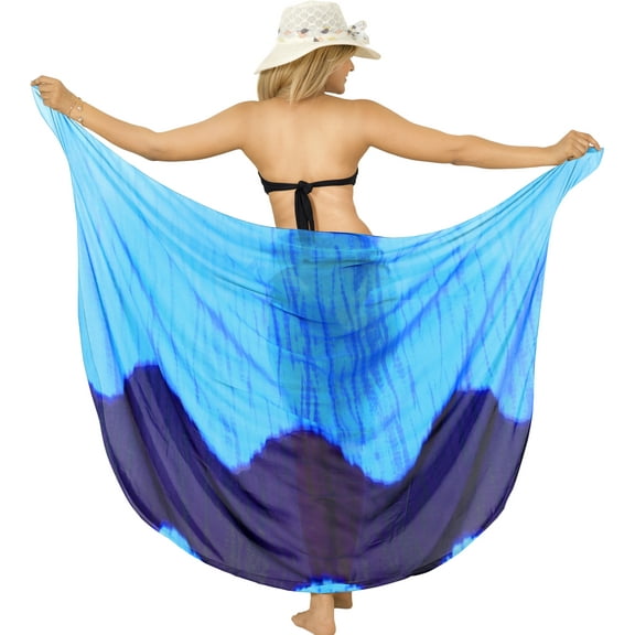 LA LEELA Women's Sarong Bikini Wraps Cover up Wrap Skirt Bathing suit Swimwear Swimsuit Beach Coverup for Women One Size Denim, Tie Dye