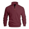 thumbnail image 4 of Chiccall Men's Quarter Zip Sweater Twill Textured Mock Neck Comfy Pullover Sweater, 4 of 8
