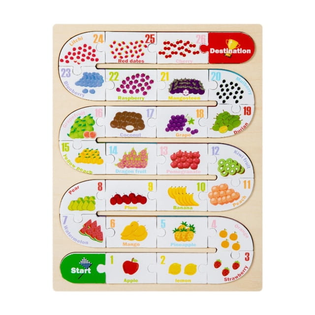 Rompecabezas de madera, rompecabezas, rompecabezas del alfabeto, aprendizaje Montessori Fruta