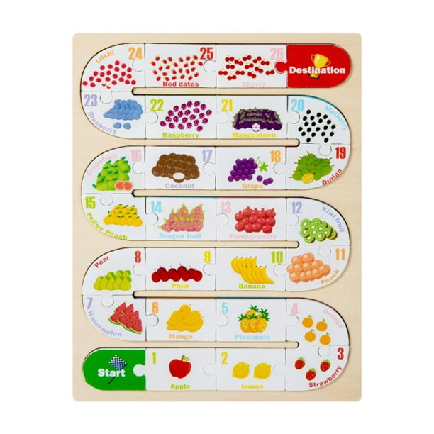 Rompecabezas de madera, rompecabezas, rompecabezas, actividad de aprendizaje temprano, juego de correspondencias Fruta