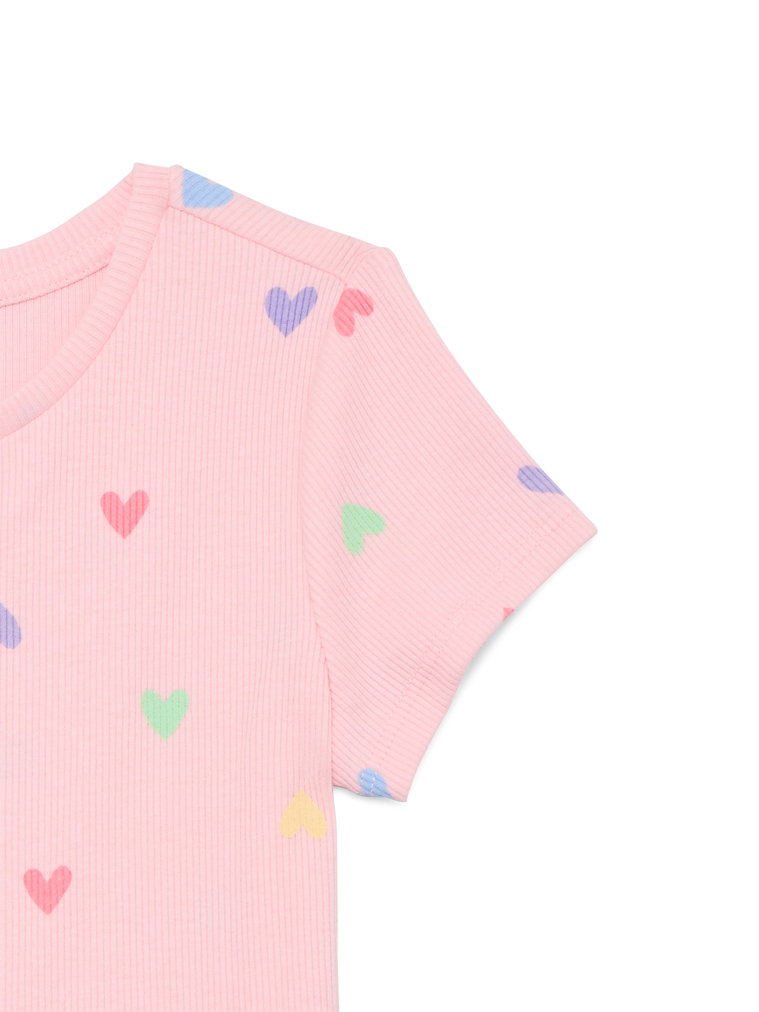Wonder Nation Girls Printed Rib Tee with Short Sleeves, Sizes 4-10