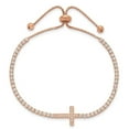 thumbnail image 2 of Auriga Fine Jewelry 925 Sterling Silver Rose-tone CZ Sideways Cross Adjustable Bracelet for Women, 2 of 6