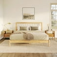 thumbnail image 3 of Walker Edison Mid-Century Solid Wood King Size Bed with Slat Back in Natural, 3 of 7