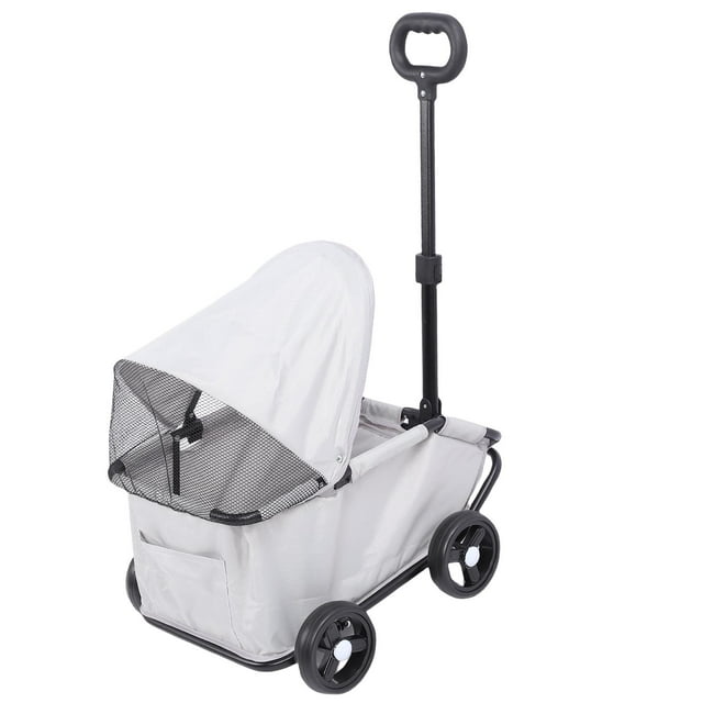 Foldable Pet , 4 Wheels with Canopy, Easy Assembly, for Small Dogs Cats, for Outdoor Adventures, Groceries, Shopping, Camping
