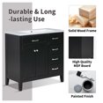 thumbnail image 2 of 36" Bathroom Vanity Base Only, Black, Modern Style, Solid Wood & MDF, Freestanding Cabinet w/ Drawers, 2 of 9