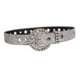 thumbnail image 1 of Cinturón de piel sintética con diamantes de imitación y hebilla de pasador para mujer, accesorio de vestuario. Plata, 1 of 9
