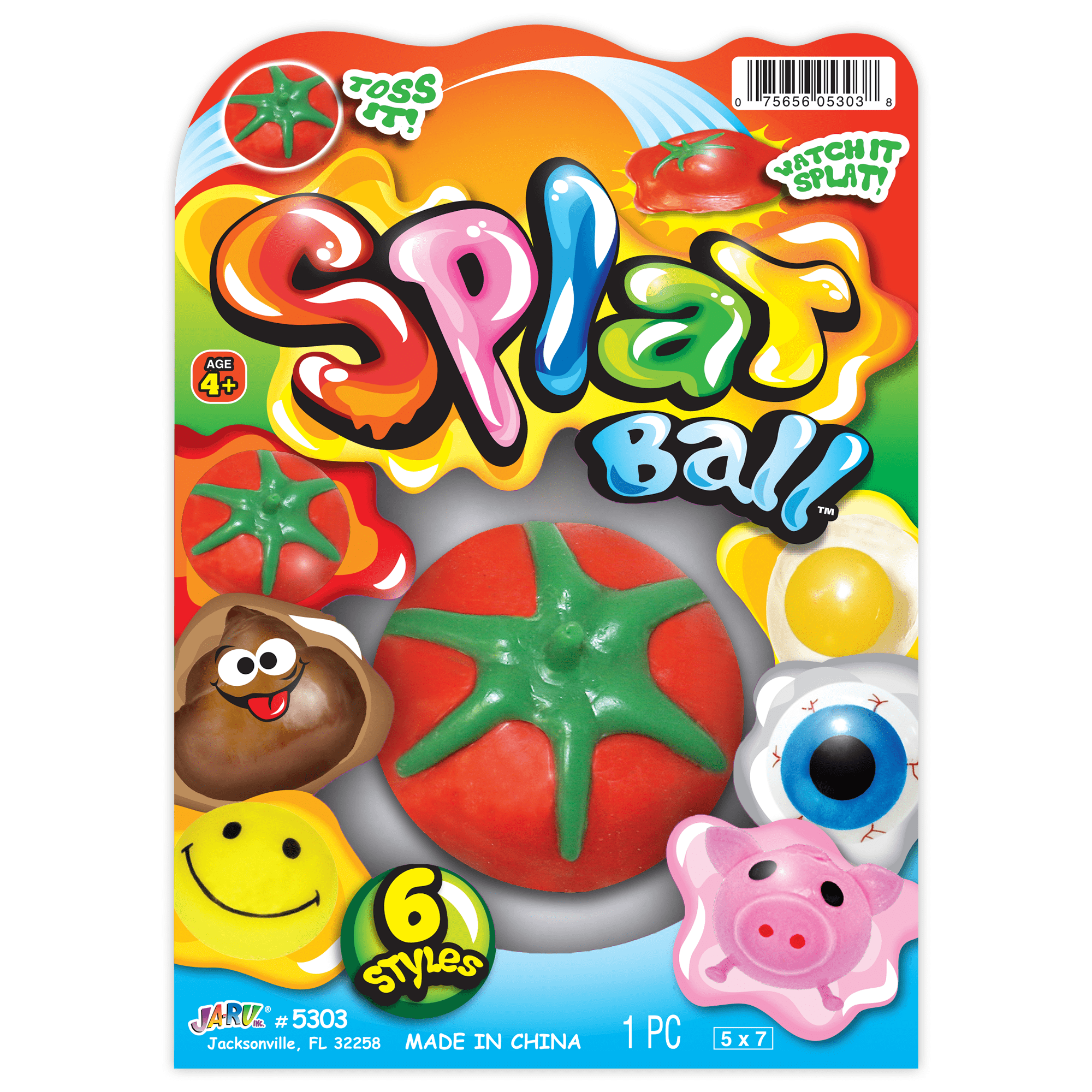 JA-RU Splat Ball  - Styles Will Vary - 1 Piece - Novelty Toy