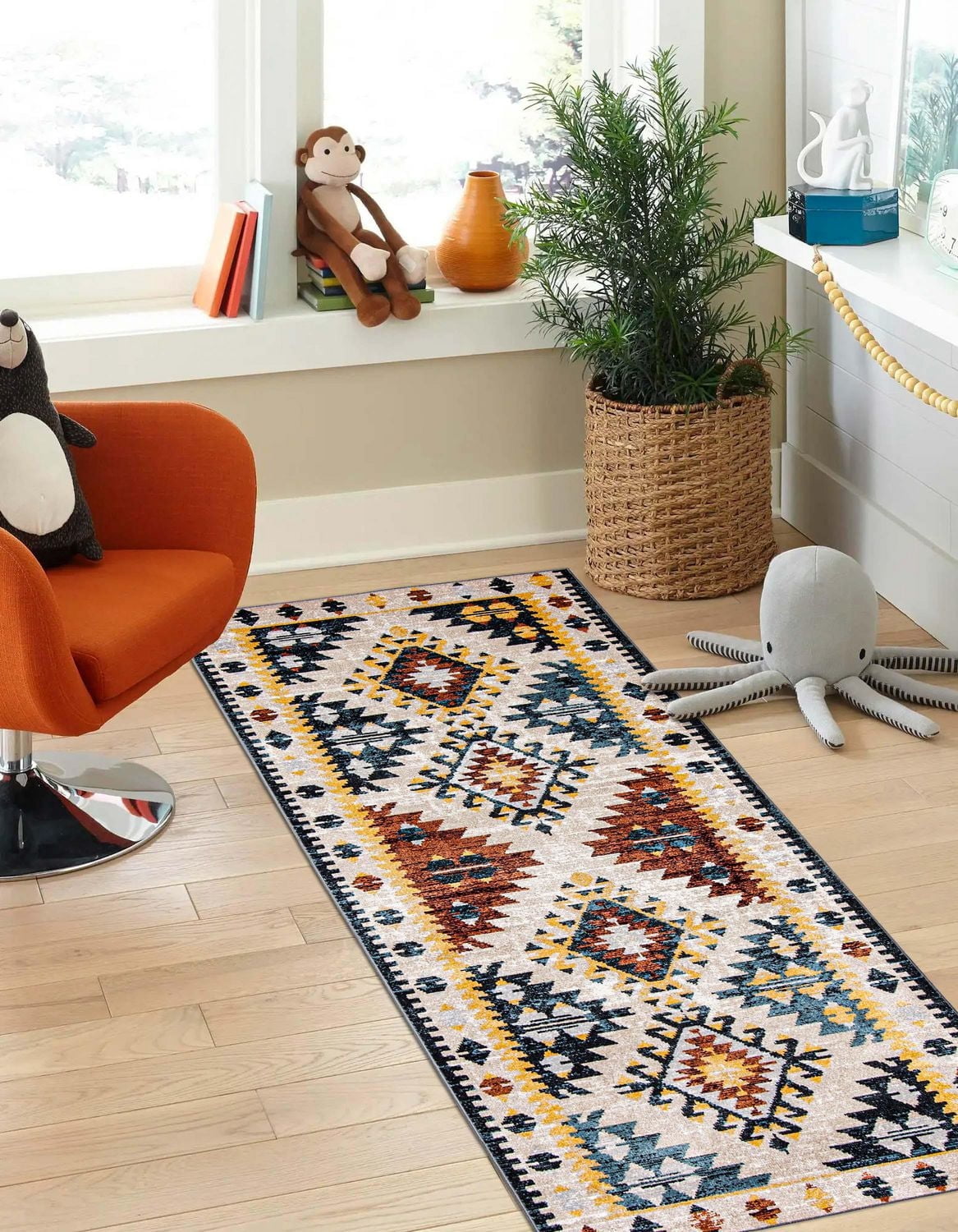 Tapis Lavable ECARPET Traditionnel pour Chambre, Salon, Chambre d'Enfant