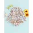 thumbnail image 3 of Bagilaanoe Toddler Baby Girl One-Piece Swimsuit Flower Print Long Sleeve Zipper Rashguard Swimwear 12M 24M 3T 4T 5T 6T Kids Ruffle Bathing Suit, 3 of 8