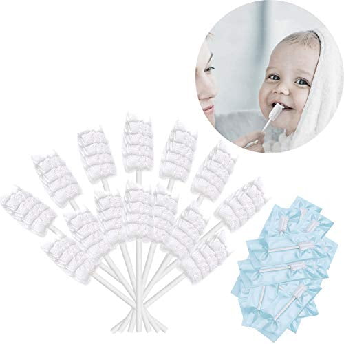 100 PCS Baby Disposable Gauze Toothbrush,Baby Tongue Cleaner Scraper Newborn,Infant Mouth Oral Care Cleaning Swabs for 0-36 Month