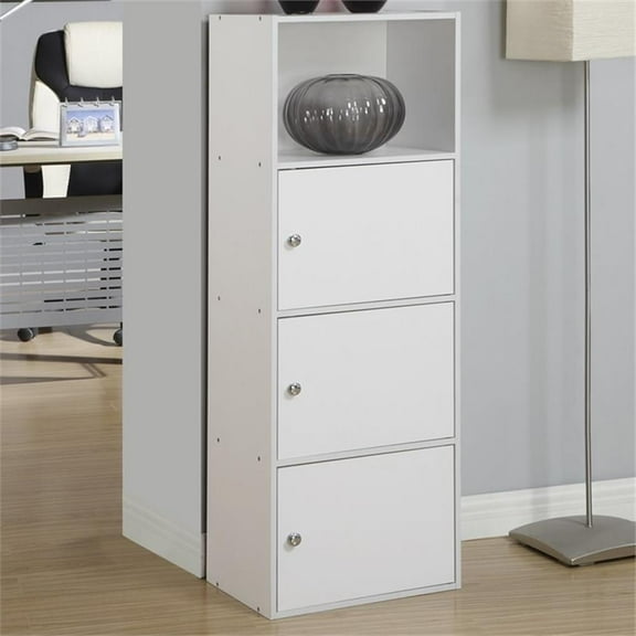 Pemberly Row Three-Door Bookcase in White Wood Finish